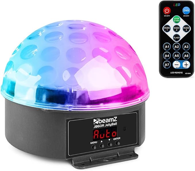 BeamZ JB60R Jelly Ball: Bola de discoteca LED con 6 colores y control remoto