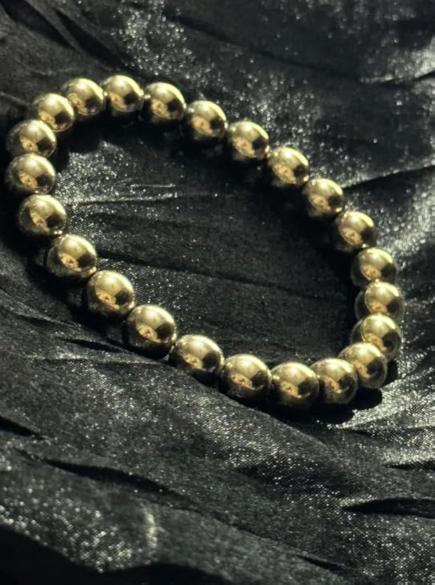 Unisex Fools Gold Crystal Bracelet with Round Cut Beads
