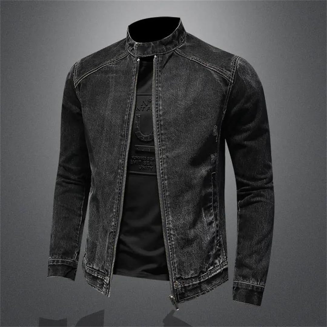 Męska kurtka bomberka w stylu vintage ze stójką dżinsowa kurtka bomberka slim fit jeans odzież wierzchnia kurtki motocyklowe