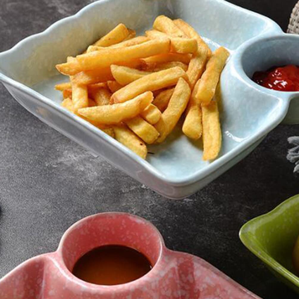 HEMOTON Sushiteller Aus Keramik Sushi-Teller Mit Dip-untertasse Sushi-tablett Gewürzgericht Knödelteller Mit Soße Japanische Sushi-Platten Pommes-Platten Tauchplatten Grill Quadrat