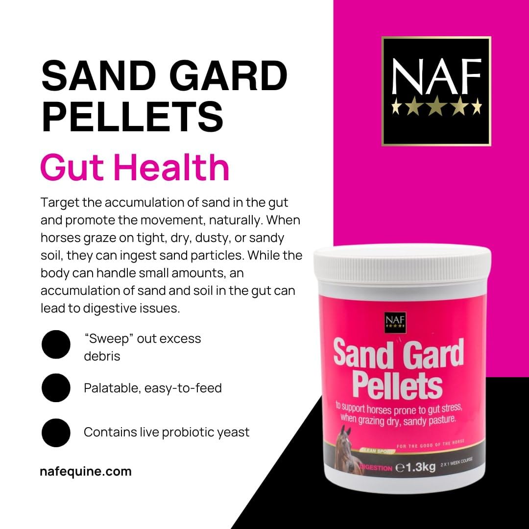 NAF Sand Gard Pellets 1,3 kg - Ergänzungsfuttermittel für Verdauung & Darmgesundheit bei Pferden | Unterstützt die Sandausscheidung mit probiotischer Hefe & Kräuterformel