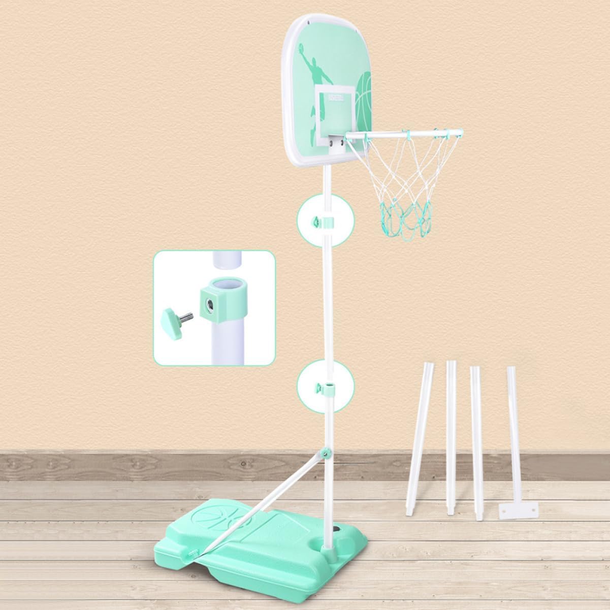 ERINGOGO Adjustable Basketball Goal Set Portable Basketball Hoop for Indoor and Outdoor Play Includes Balls and Pump Sports Basketball