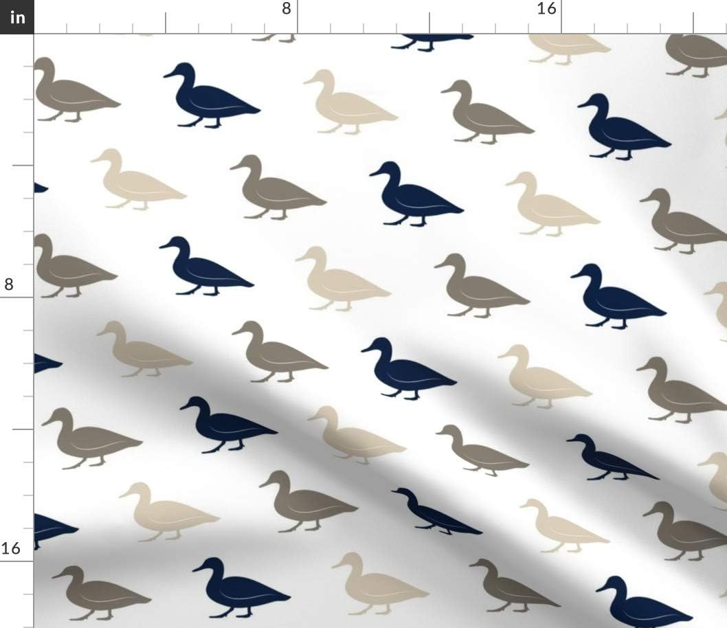 Spoonflower Fabric - Multi Duck Rustic Woods Hunting Boy Navy Bird Animal Printed on Petal Signature Cotton Fabric Fat Quarter - Sewing Quilting Apparel Crafts Decor