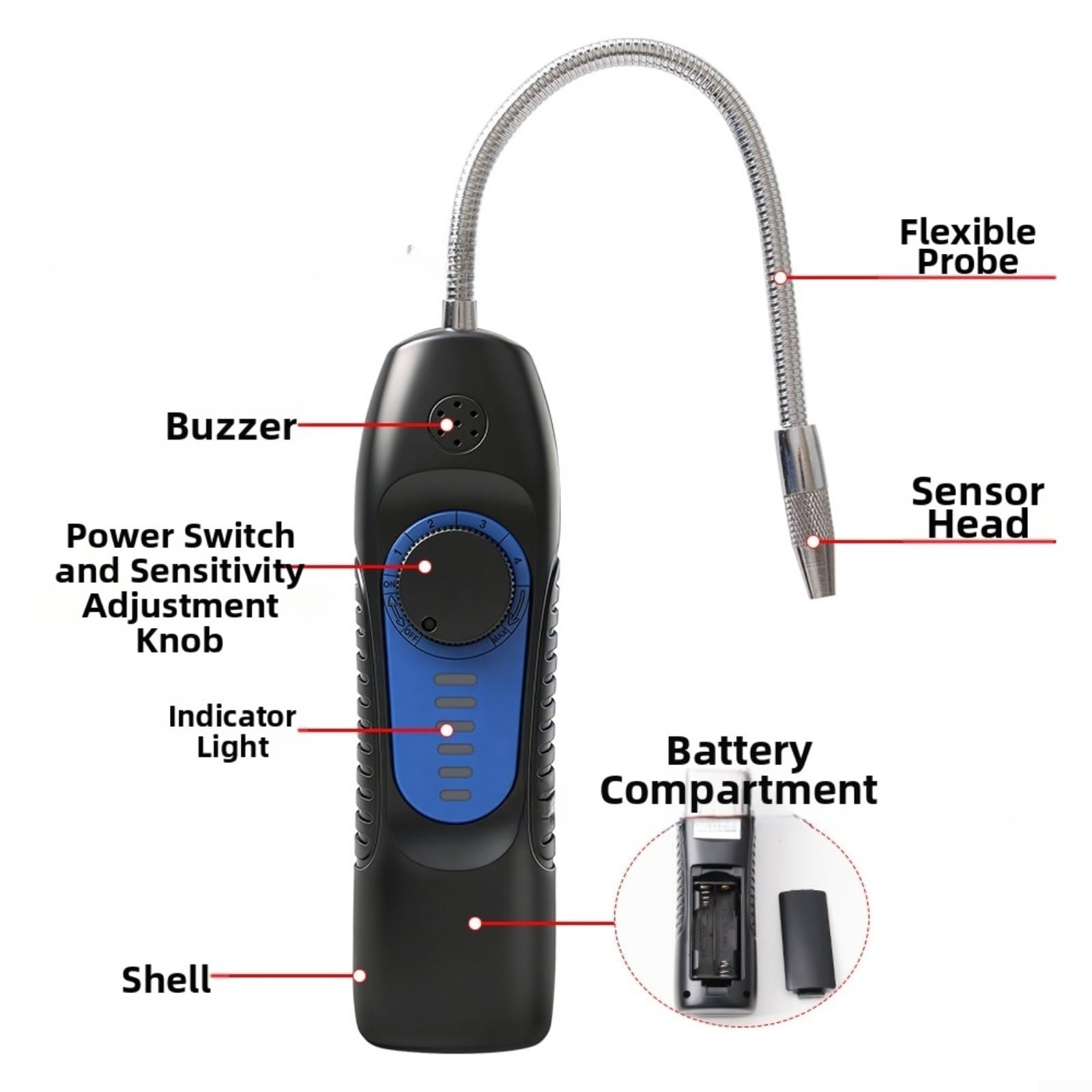 Kältemittel-Lecksuchgerät mit Vibrationsalarm