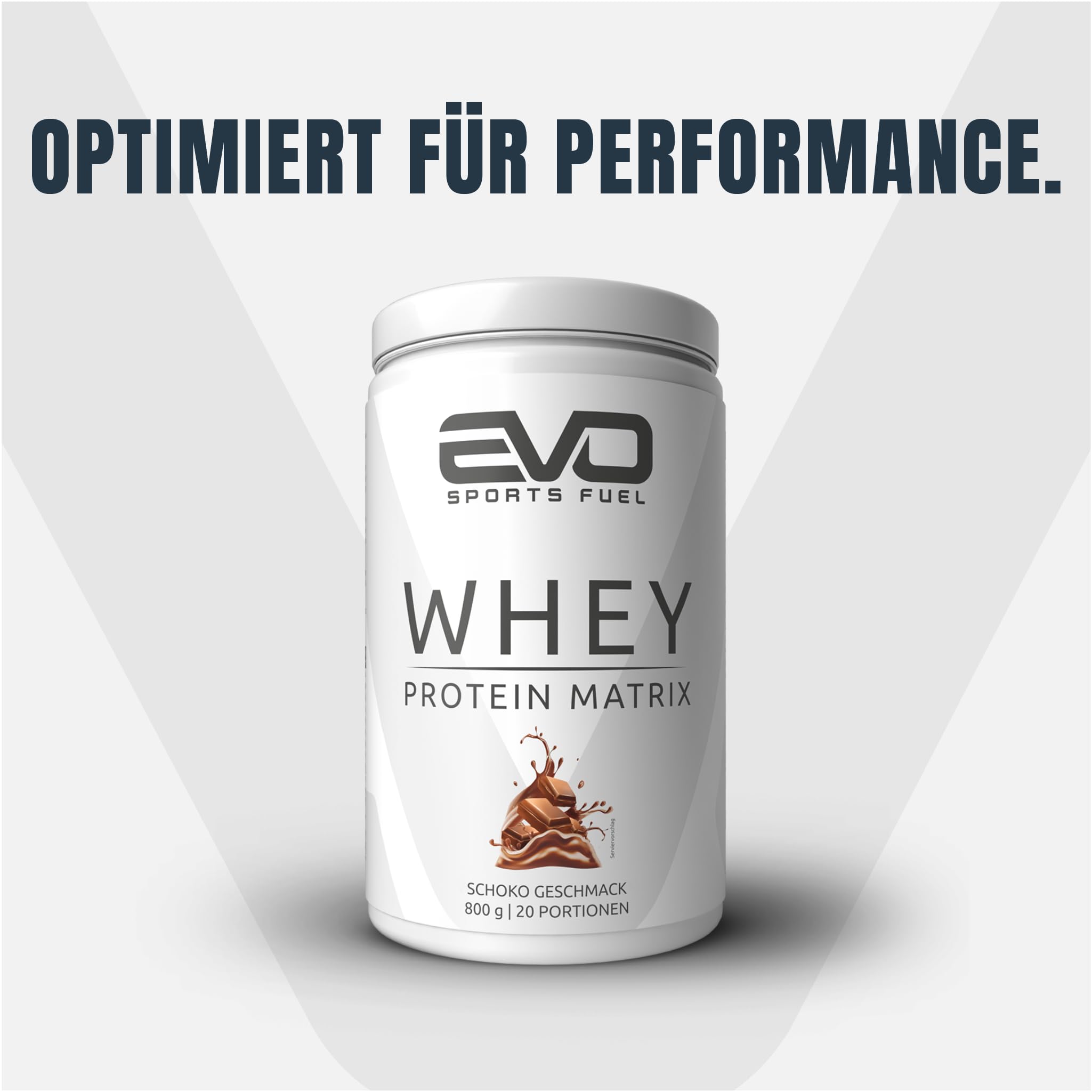 EVO SPORTS FUEL Whey Protein Pulver Matrix | Schoko | 800g | bis zu 31g Protein pro Portion | für Muskelaufbau und -erhalt, geprüfte Qualität | Made in Germany (1er Pack)