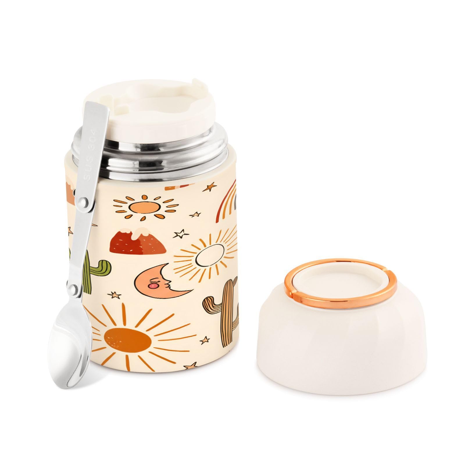 Termo para comida de 500 ml de boca ancha con tarro térmico para almuerzo de adulto