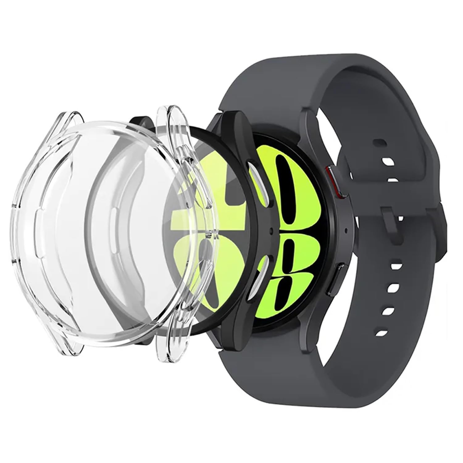 [2pcs] Ful Case Protector Compatible with Samsung Galaxy Watch 6 40mm/44mm band Cover, Full TPU Case protector with Screen Coverage HD Ultra-Thin Durable Protective Cover (40mm, Black+Clear)