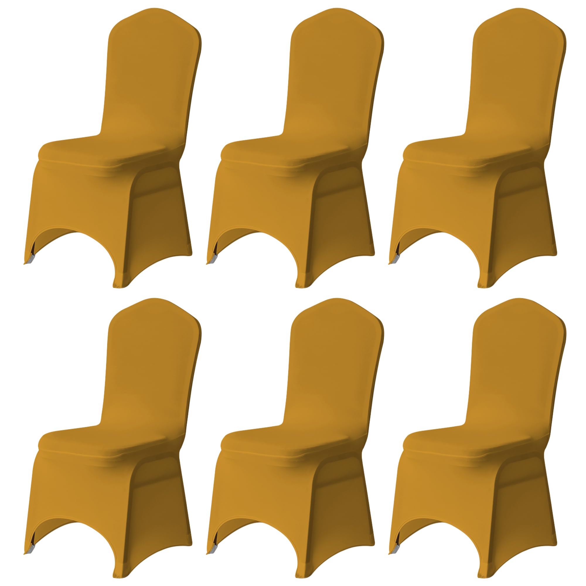 Trimming Shop 6pcs Light Gold Wedding Chair Covers Stretch Slipcovers โ image 1