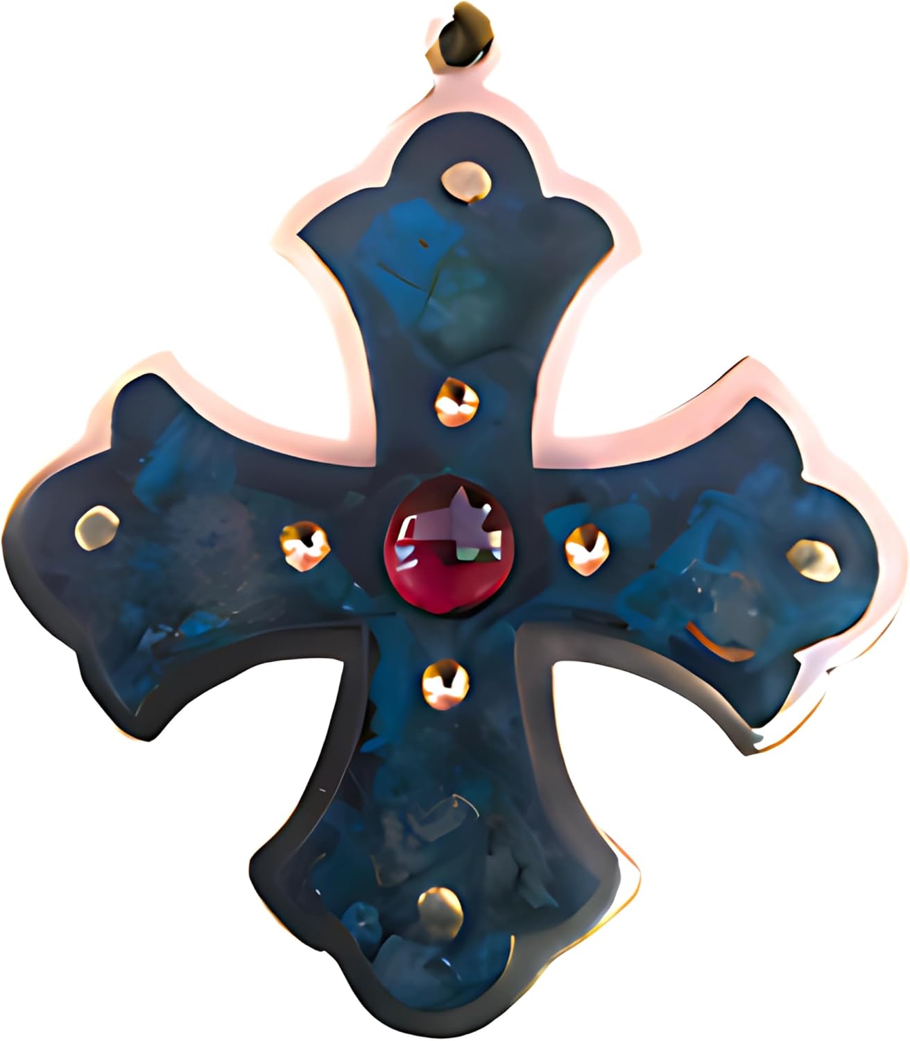 Bronze Ross Cross Pendant Adjustable Bronze Necklace Handmade Natural Stones Jasper Green and Garnet for Women Men Medieval Byzantine