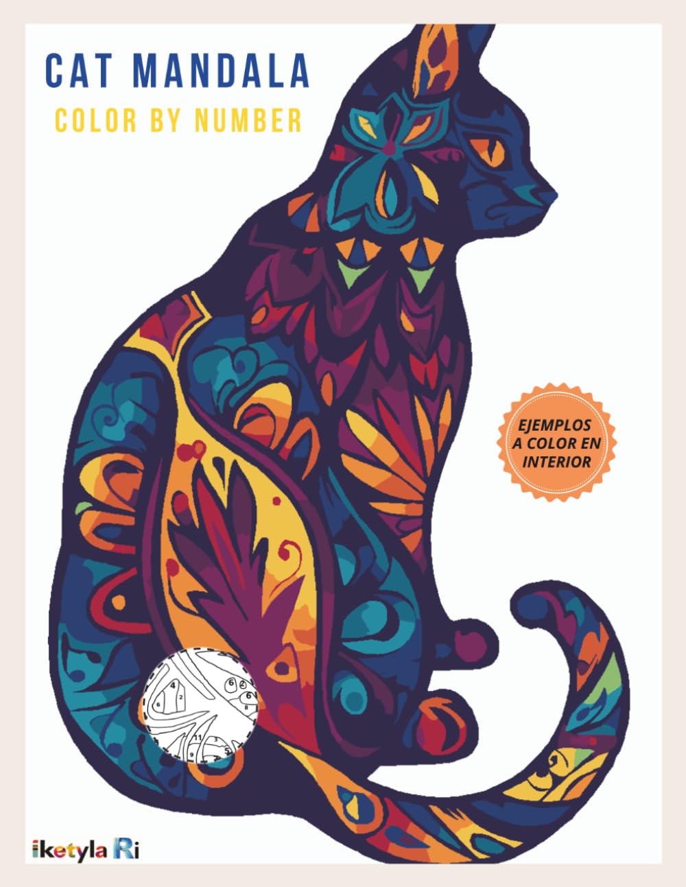 Cat Mandala Color by Number: Libro de Colorear por Números para Adultos: Diseños Vibrantes y Relajantes de Gatos Mandala