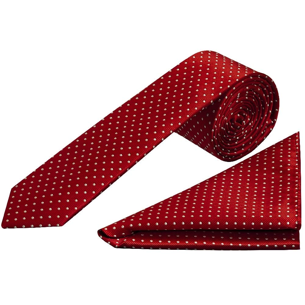Ties R Us Boys Red And White Polka Dot Skinny 'S Tie And Handkerchief Set