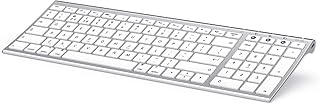 ASHU Bluetooth Keyboard for Mac, Multi-Device Ultra Slim Wireless Rechargeable Keyboard QWERTY UK Layout for Macbook iMac OS iPad iOS, White and Silver