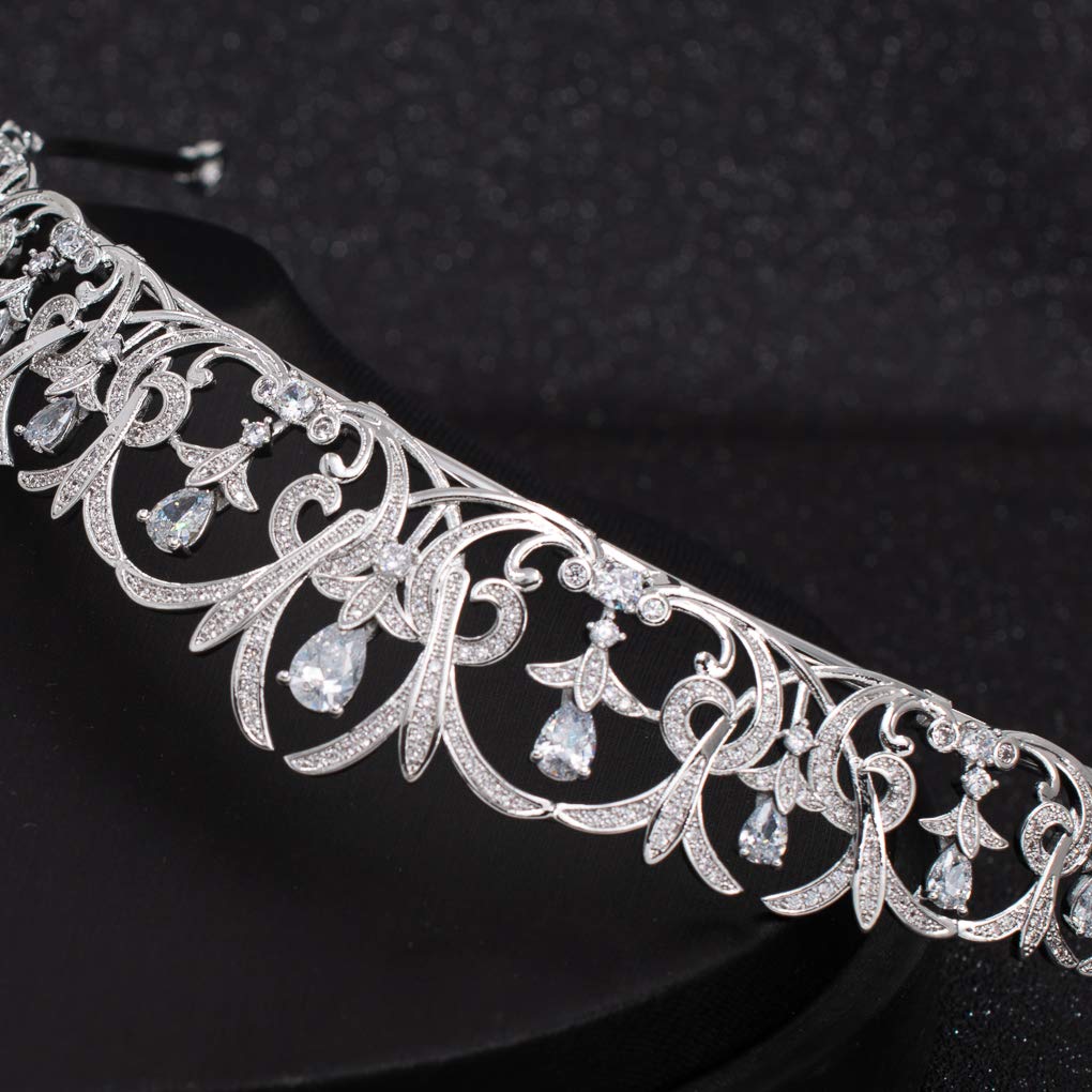 Zirkonia CZ Hochzeit Brautschmuck Tiara Krone Diadem Frauen Haar-Accessoires Schmuck