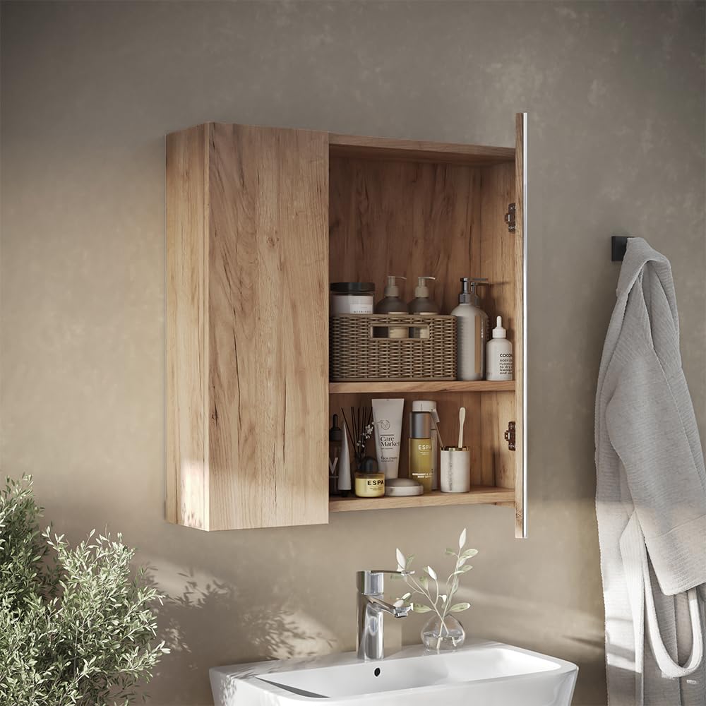 Vicco Szafka z lustrem w łazience "Leopold", Złoty dąby, 60 x 59.2 cm