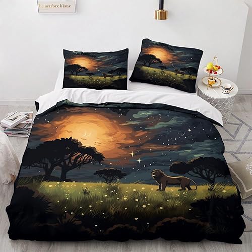 OmErsa Juego de funda de edredón de tamaño California King, 3 piezas, funda de edredón de paisaje y 2 fundas de almohada, microfibra suave,