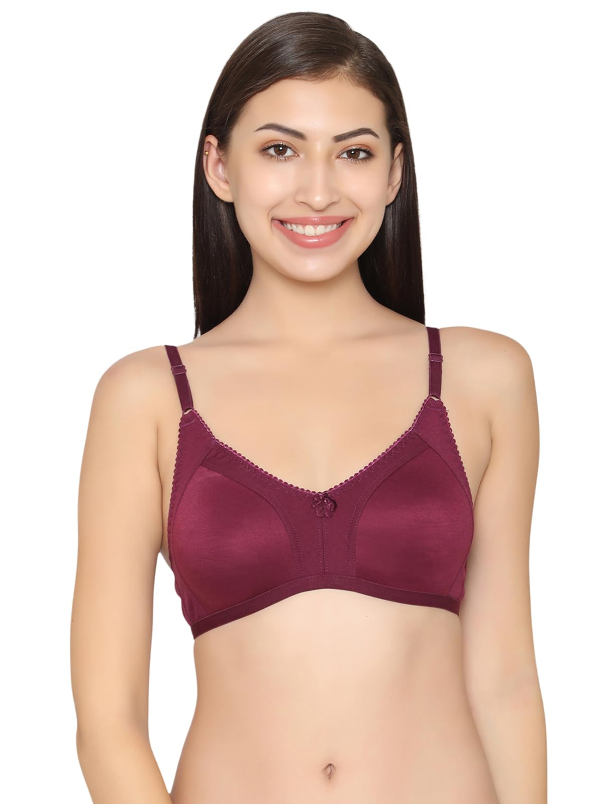 Women's Cotton Solid Non-Padded Full Cup Wire Free T-Shirt Bra
