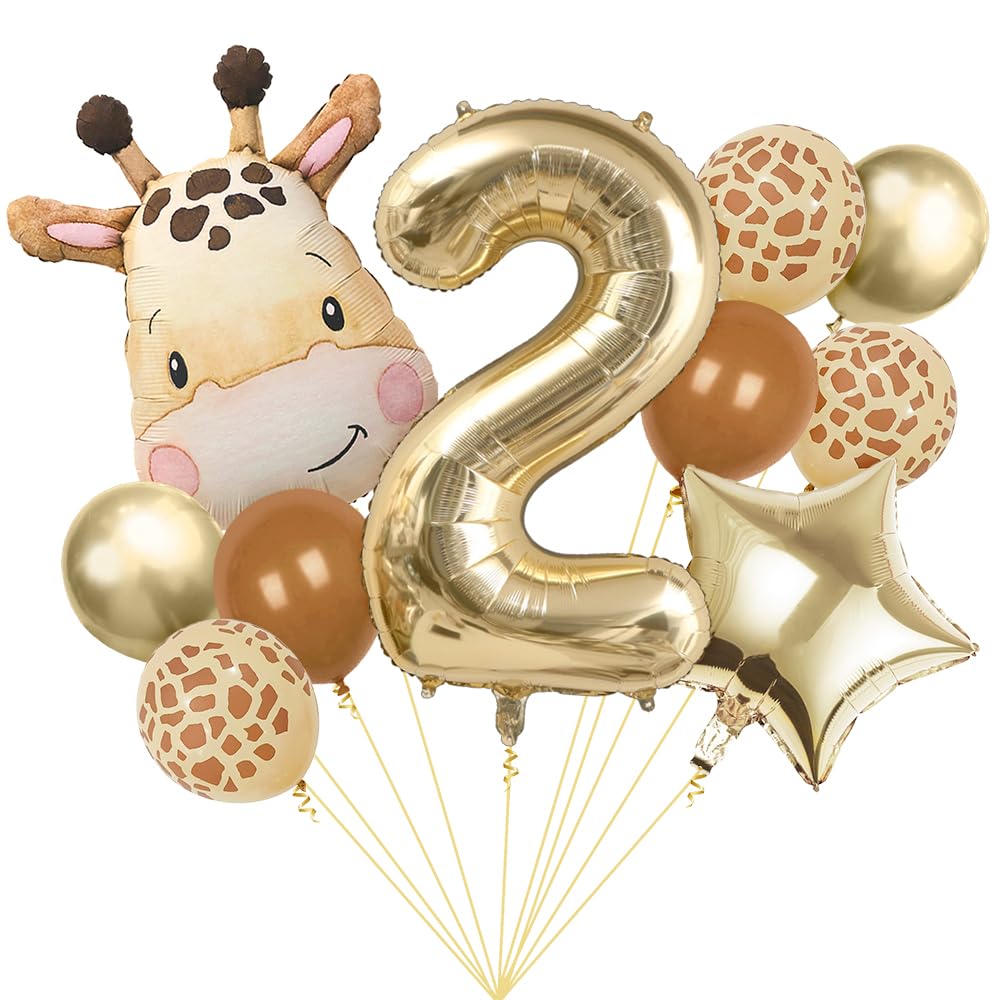 Giraffe Balloons, Number 2 Safari Animal Balloons For Birthday Decorations — image 1