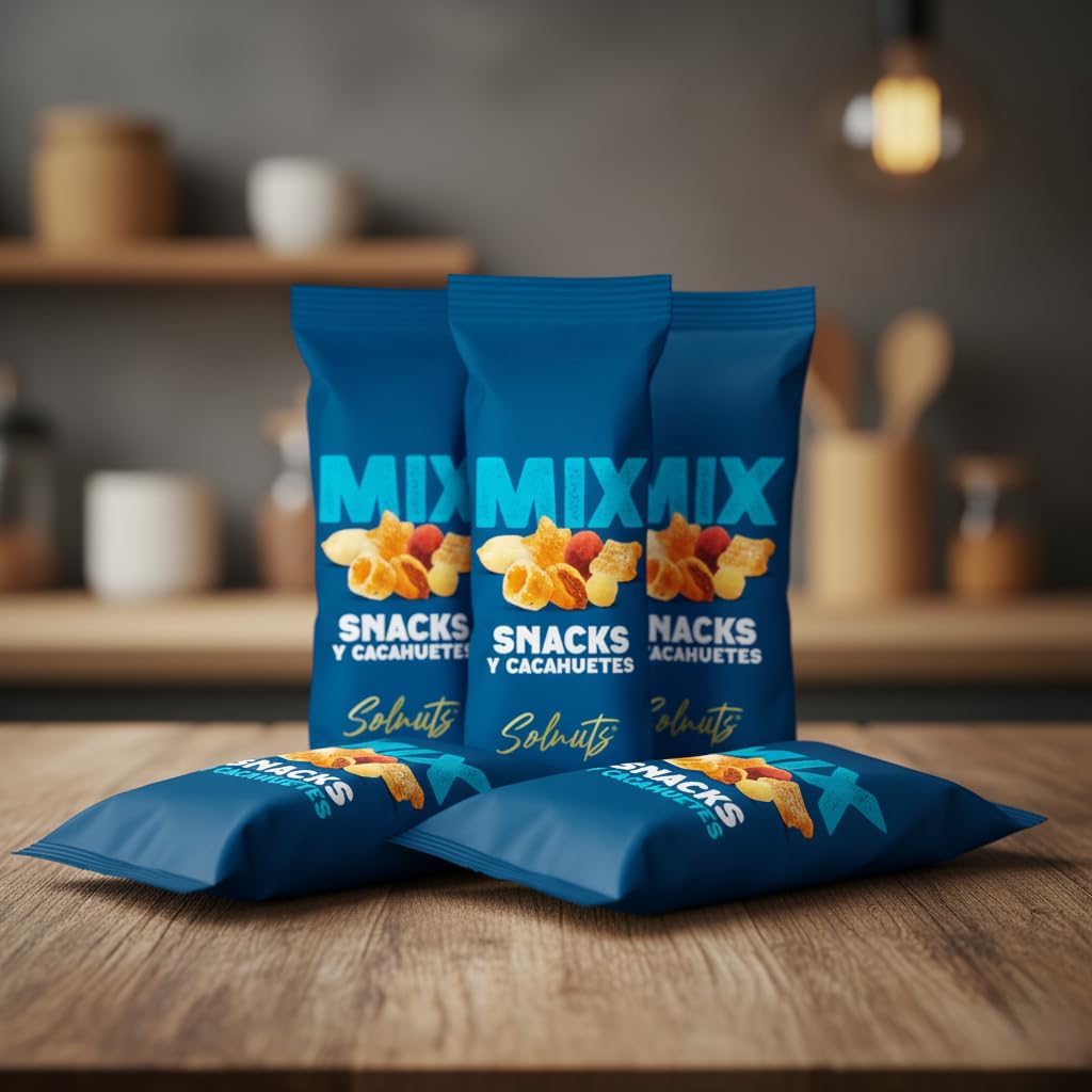 Solnuts Mini – Cacahuete Tostado con Piel o Cóctel de Snacks con Cacahuetes – 20 Bolsas de 60 g (Coctel)