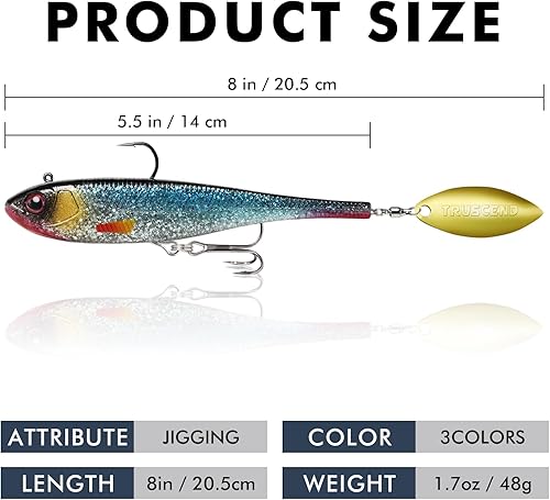 Miniatura 2 de TRUSCEND Easy Catch Pre-Rigged Soft Lures, Unique Vibrating Swim Action and Trembly Sinking Move for More Bites, Amazing Soft Swimbait for Family