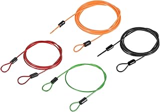 MECCANIXITY Security Cable Plastic Coated Steel Locking Rope 2.5mmx0.5m Green 2Pcs, 2.5mmx1m Red 2Pcs, 2.5mmx1.5m Black 2Pcs, 2.5mmx2m Orange 2Pcs