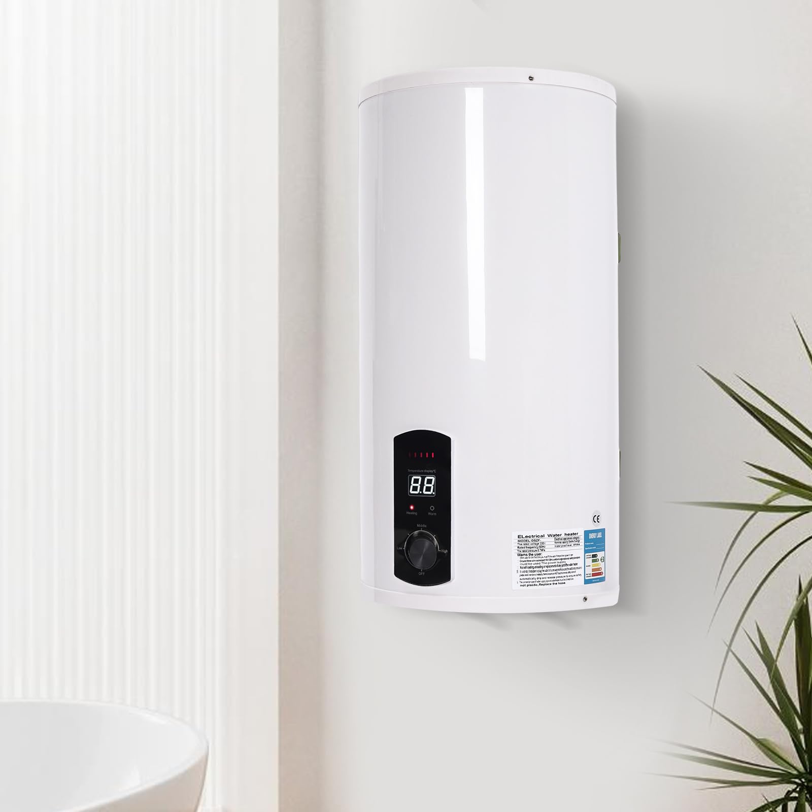 Scaldabagno elettrico da 80 l, scaldabagno elettrico, 220 V, 2000 W, montaggio a parete, con doccetta, set completo [classe energetica B]