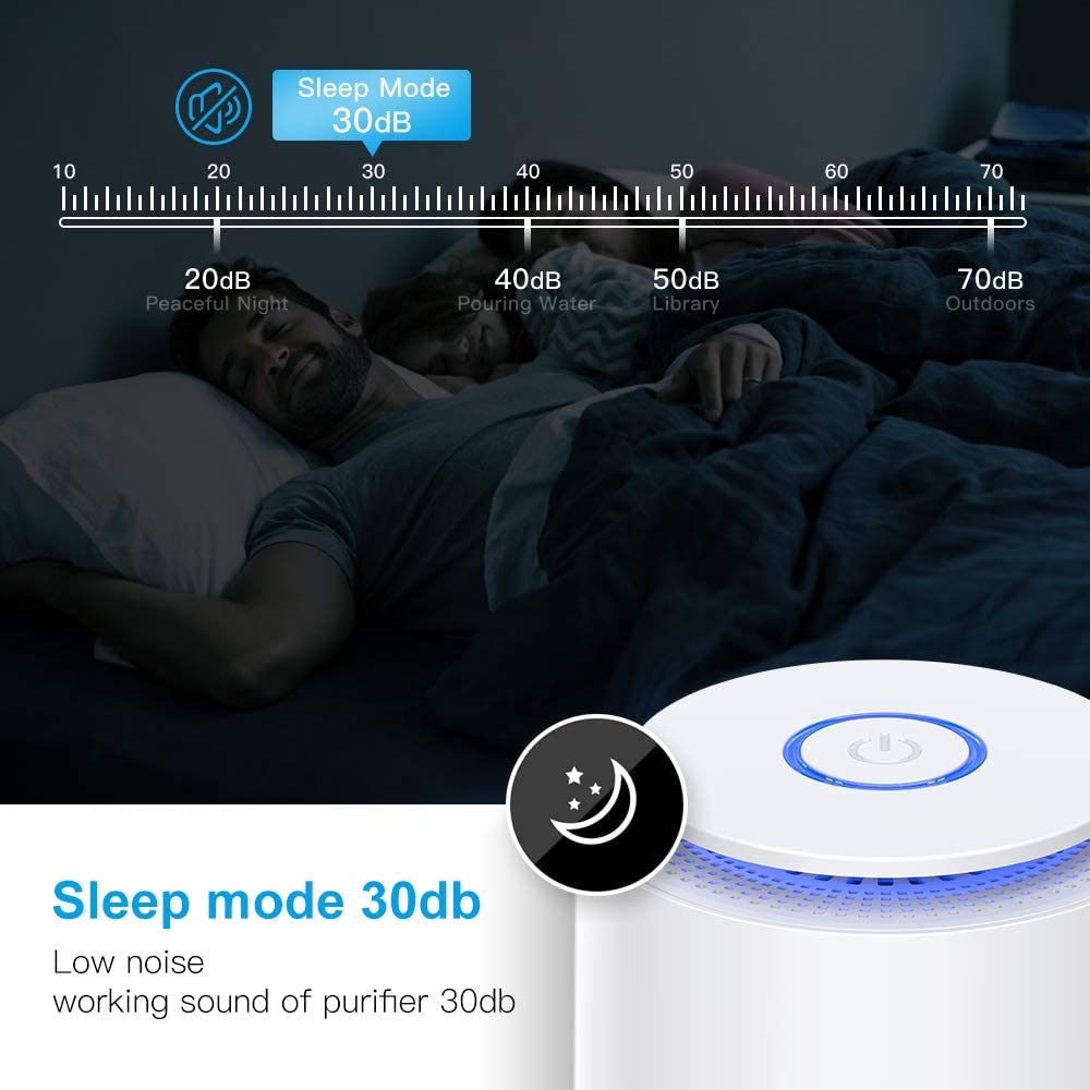 Purificatore d'aria con H13 Filtro HEPA, SY-702 Purificatore 100% Senza Ozono + Diffusore di Aromi Filtrazione 99,97% Polvere, Batteri, Fumo, Polline, Peli di Animali Domestici, Odore di Cucina