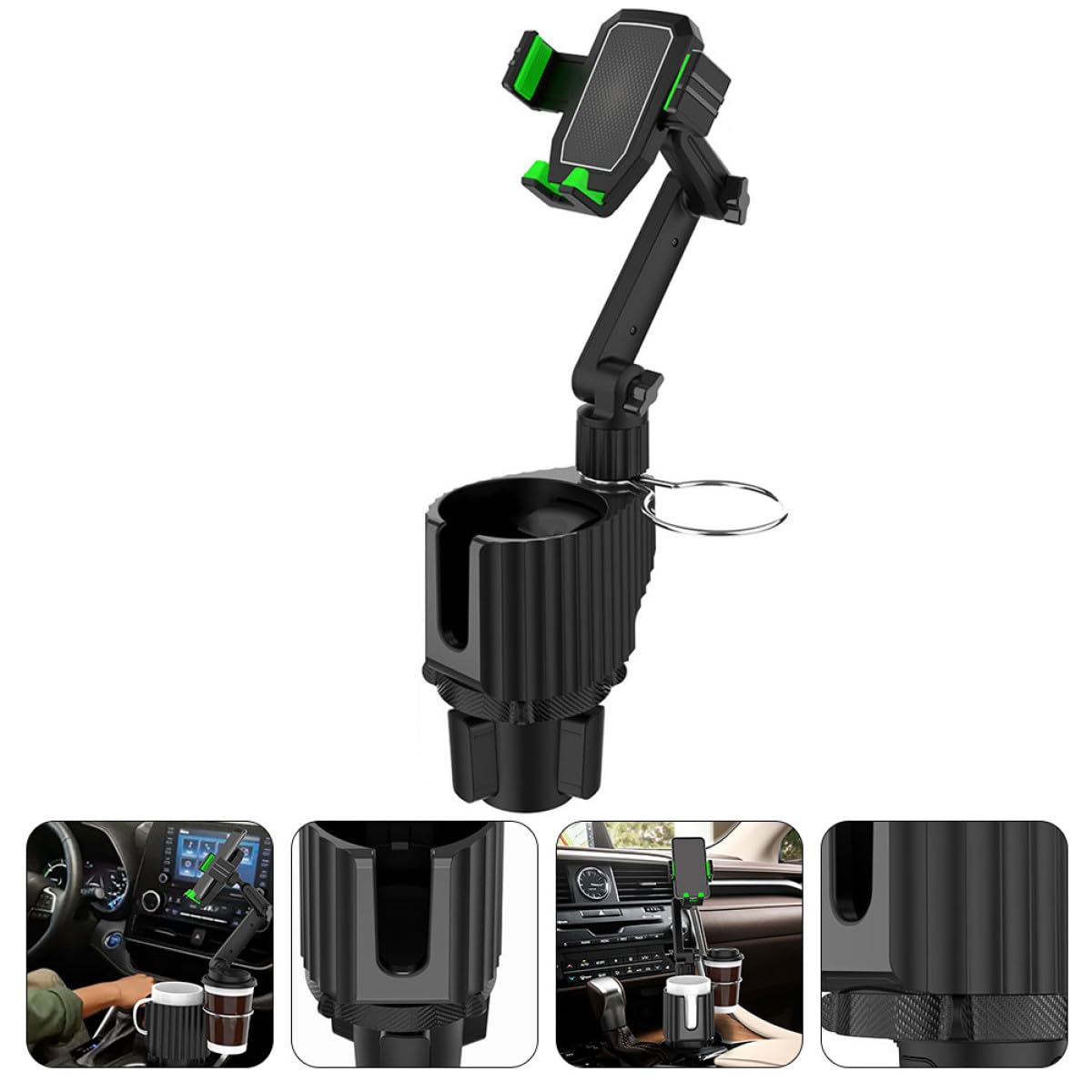 Zerodeko Handyhalterung Metall Abs Verstellbarer und mit Basis aus Multifunktionaler Getränkehalter Becher für LKW Auto Golf Cart und Autofahren