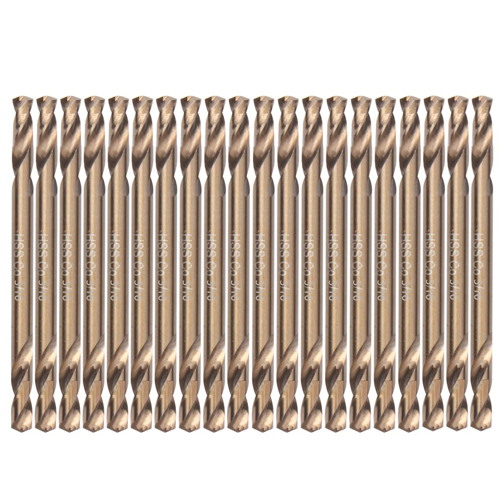 VALYRIANTOOL 3/16" Cobalt Drill Bits(20PCS), M35 HSSCO High Speed Steel Double Ends Stubby Body Twist Drill Bit Set for Hardened Metal, Stainless