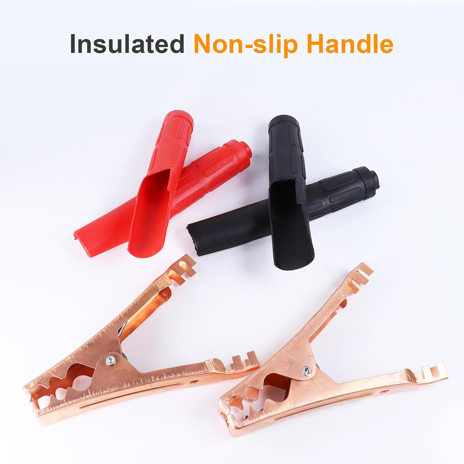 2PCS Battery Charger Clamps, 1300A Jumper Cable Clamps Replacement for Car Trunk Boats Battery Charging Connector Jump Starter Clamp Ends Red+Black