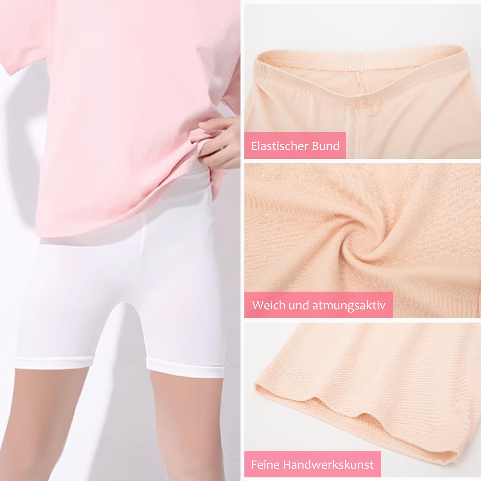 Lot de 6 shorts de cyclisme en coton pour fille 2-12 ans