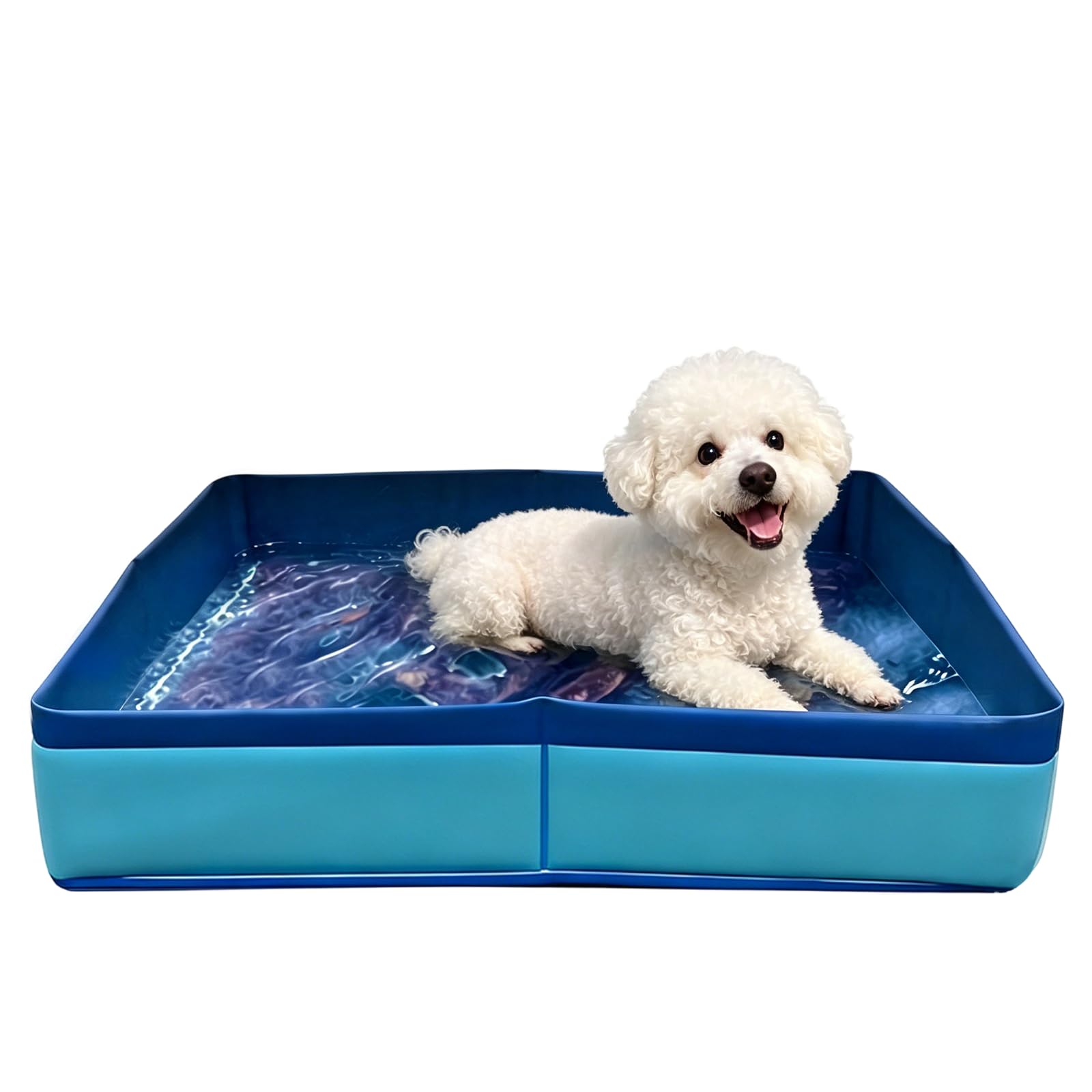 Foldable Pet Bath Pool, 50 * 50cm Portable Reinforced Base Pet Washing Tub with Non Slip Base for Patio Outdoor Small Dogs Cats Water Play