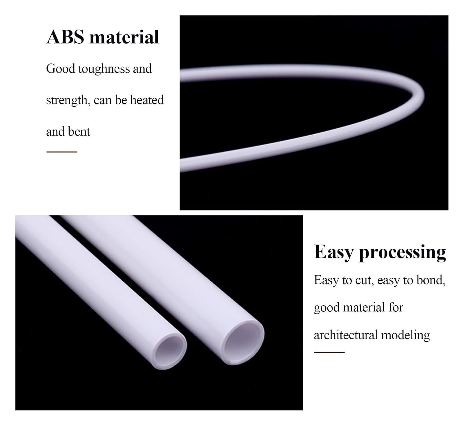 Barre di tubi di plastica, 30 tubi tondi cavi in ​​ABS da 500 mm, dimensioni multiple, modello fai te(Diameter 8mm)