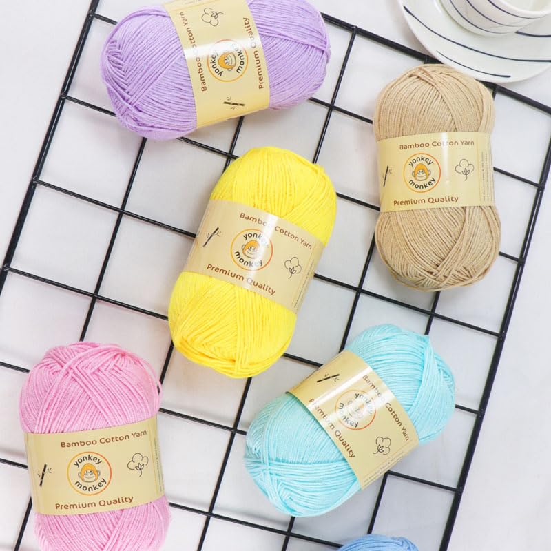 Image of 10-Pack of Yonkey Monkey 500 Grams Yarn - 70% Rayon derived from Bamboo, 30% Cotton - Imported - Lake Blue 9011