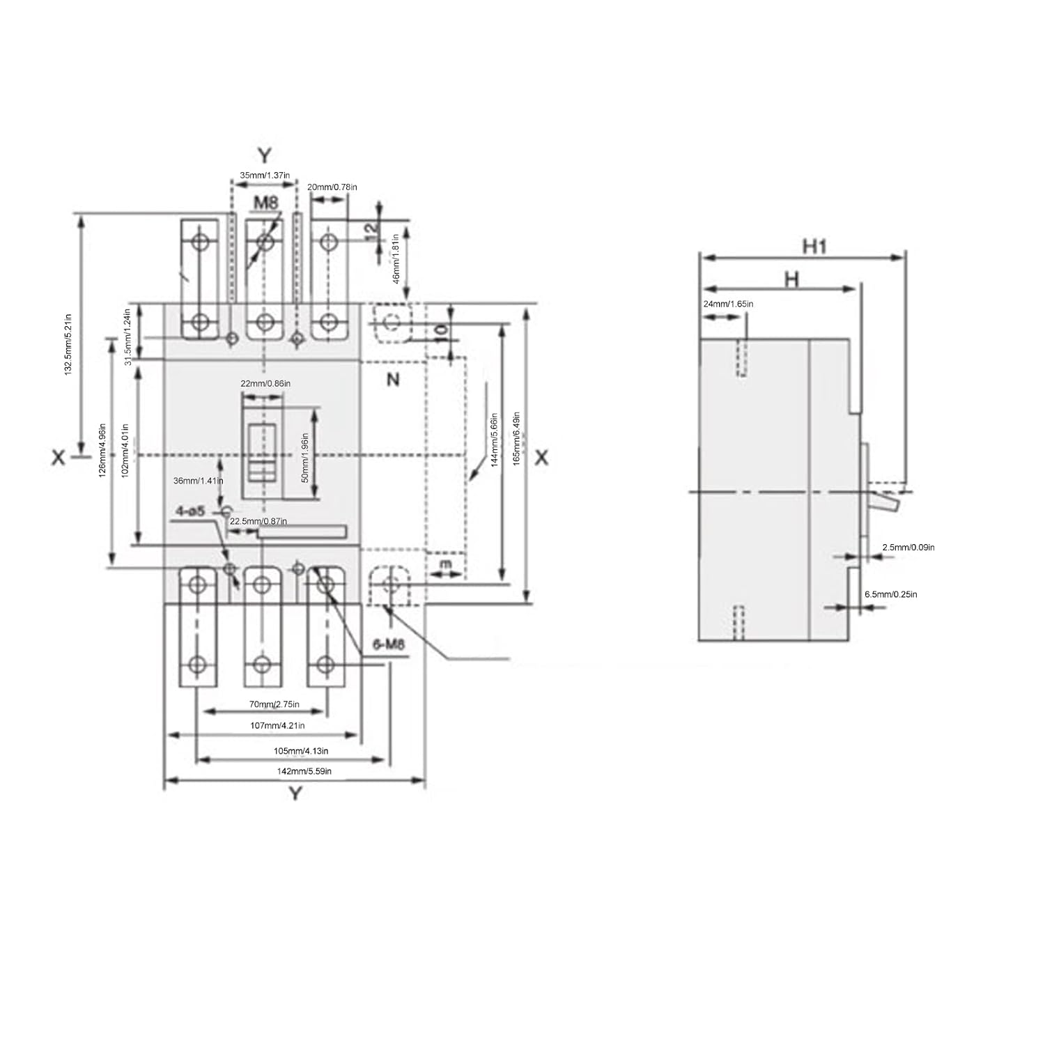 DC Circuit Breaker, 2P DC 1000V 160A 20KA Breaking Plastic Shell Silver Alloy Circuit Breaker Contactshort Circuit Protector Switch Replacement for Electrical Distribution and Systems