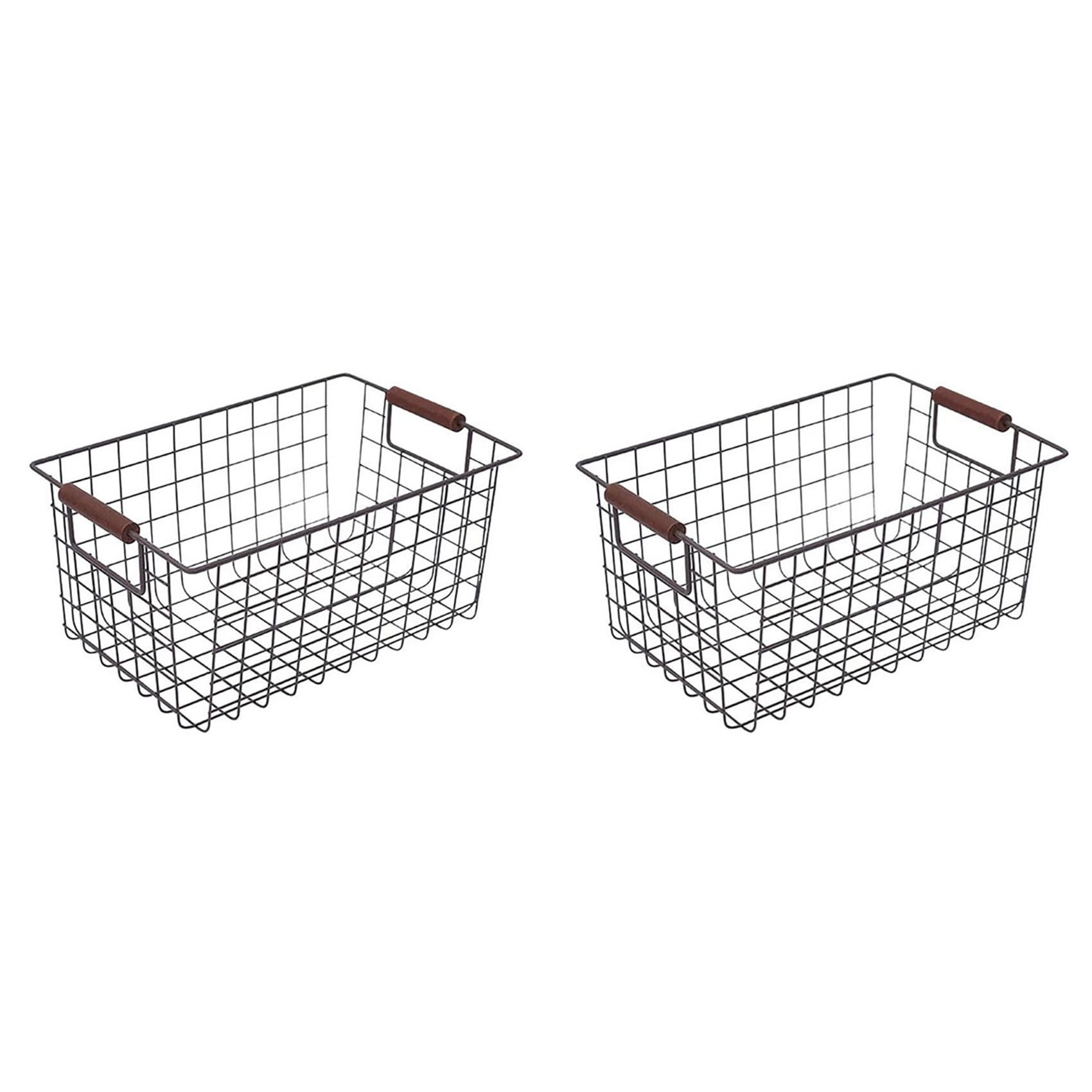 Vjsujehgy 2X Japanese Wrought Iron Storage Basket Simple Bathroom Snacks Organizer Books Holder Kitchen Sundries Container L