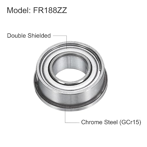 Miniatura 8 de uxcell Rodamiento de bolas con brida FR156ZZ, 20 rodamientos de brida ABEC1 de doble blindaje de acero cromado de 316" x 516" x 18"