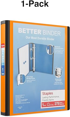 Vista 123 de Staples 1618292 4-Inch 3-Ring Better Binder Negro (44103)