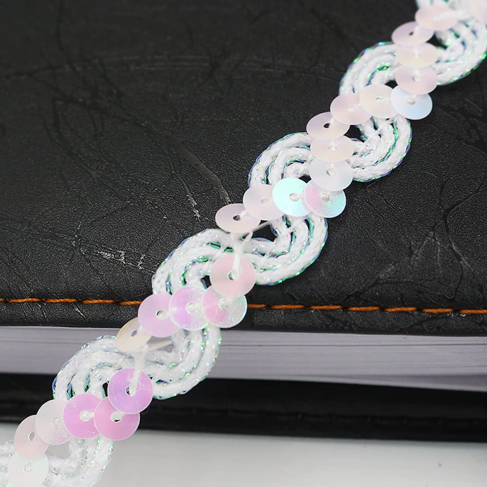 10 m x 6 mm Sequin Ribbons, Coloured Glitter Sequin Ribbon, Trimming Roll, Sequin Trim, Stretch Sequin Trim