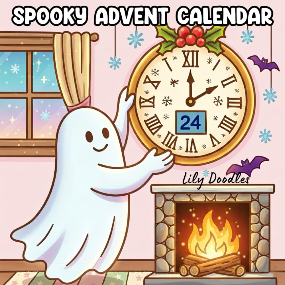 Spooky Advent Calendar Coloring Book: A Cute & Cozy Countdown to Christmas with Adorable Ghosts (Bold & Easy)