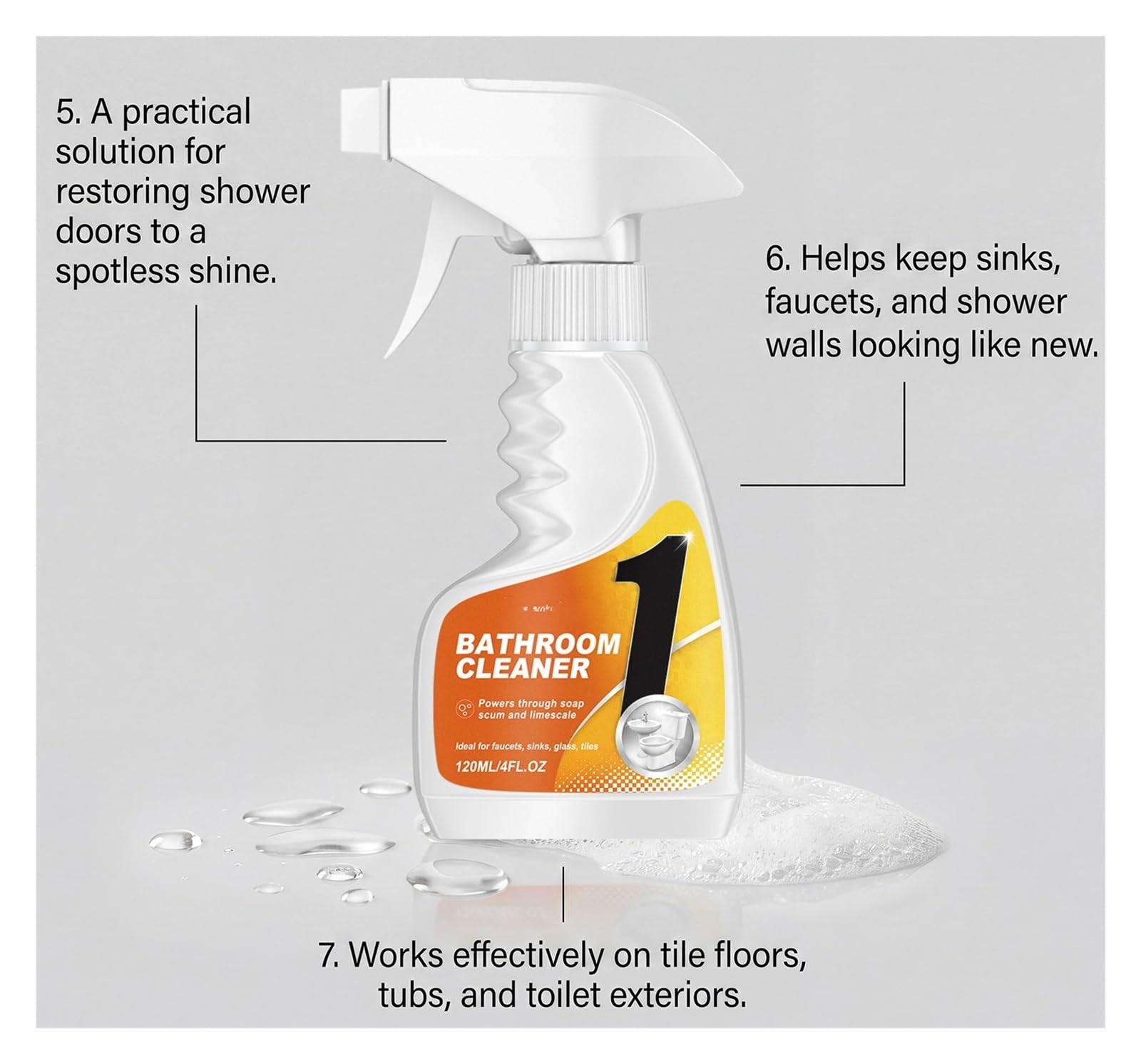 ¡Un artículo imprescindible for el hogar! Limpiador de baño de 120 ml, elimina rápidamente la cal y los restos de jabón y refresca las manchas de azulejos(4pcs)