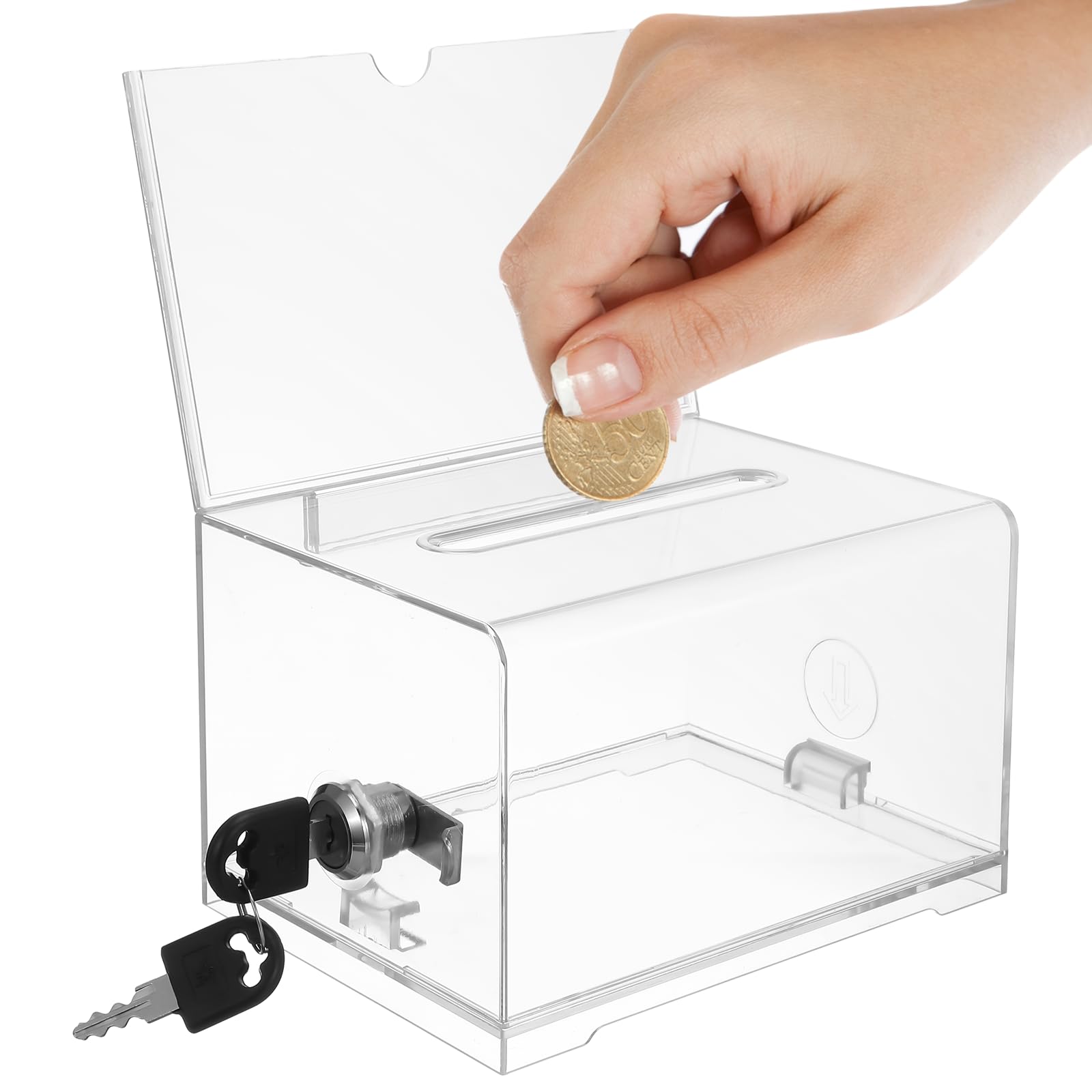 Caja de acrílico transparente FRCOLOR con cerradura y llave para tarjetas