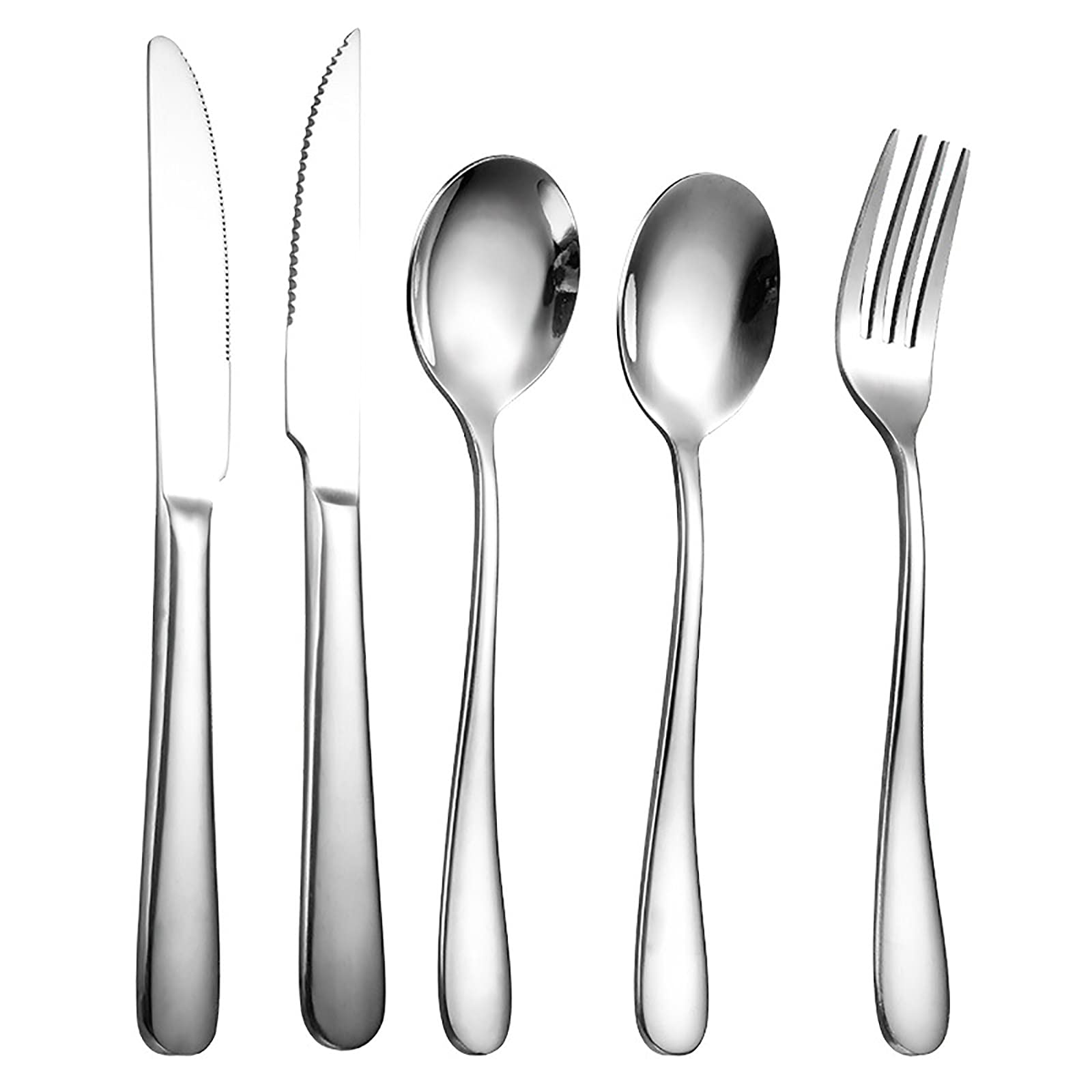 Ensemble De Couverts, Couteau, Fourchette Et Cuillère en Métal Allongé Argenté 6 Pièces, Acier Inoxydable De Haute Qualité Pouvant Être Utilisé pour Les Lave-Vaisselle, Cadeaux De Restaurant Familial