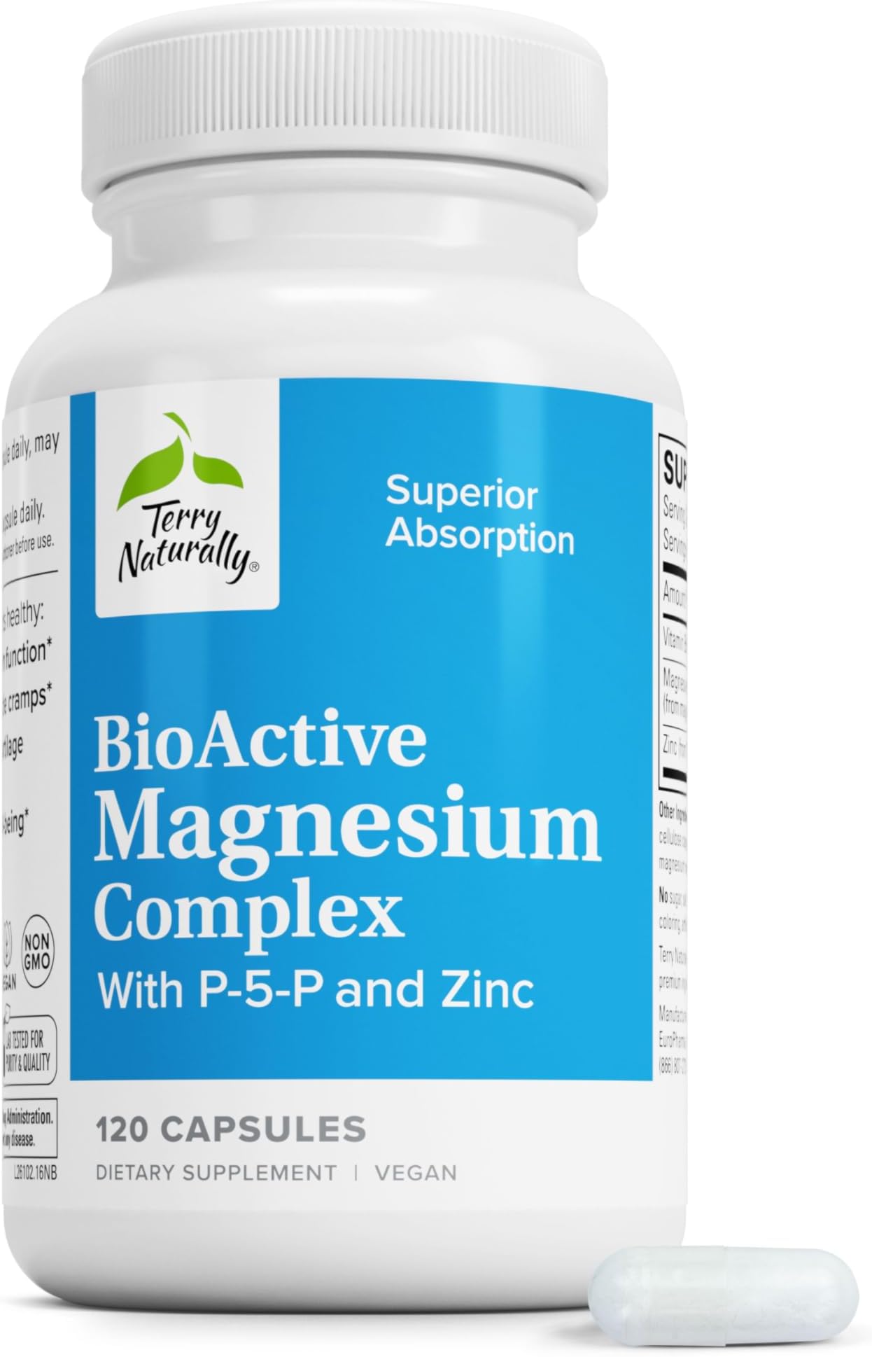 BioActive Magnesium Complex - Bone & Heart Health Support - Supplement with Vitamin B6, Zinc & Magnesium - Pyridoxal-5-Phosphate Vegan Capsule Supplement - 120 Capsules
