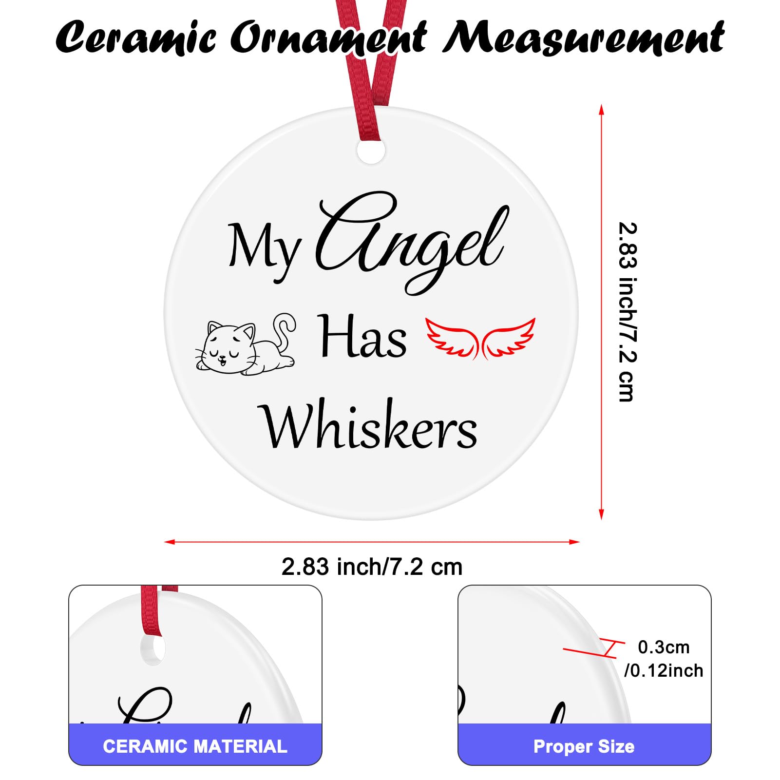 Cat Memorial Gifts Loss of Pet Sympathy Gift Christmas Ornaments In Memory of Cat Gifts for Friends Family Pet Loss Remembrance Gifts Pet Loss Gift Condolences Gift for Pet Owner Ceramic Ornament - Image 3