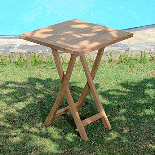 Teck'Attitude Table Pliante carré en Teck Massif Bistrot 60 x 60 cm