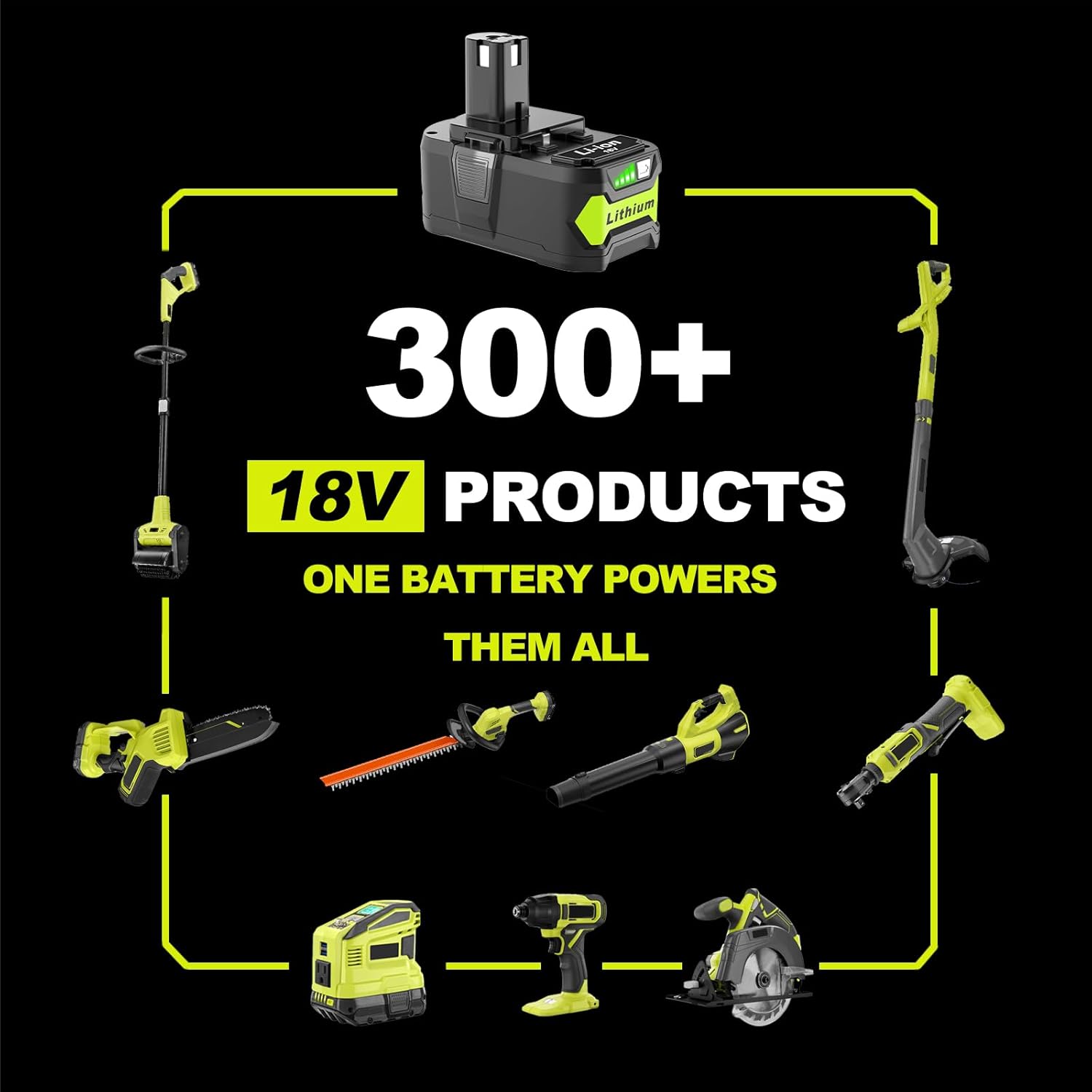2-Pack 5000mAh Replacement for Ryobi 18V Battery P102, P103, P104, P105, P107, P108, P109, Compatible with Ryobi One+ 18V Cordless Power Tools and Charger