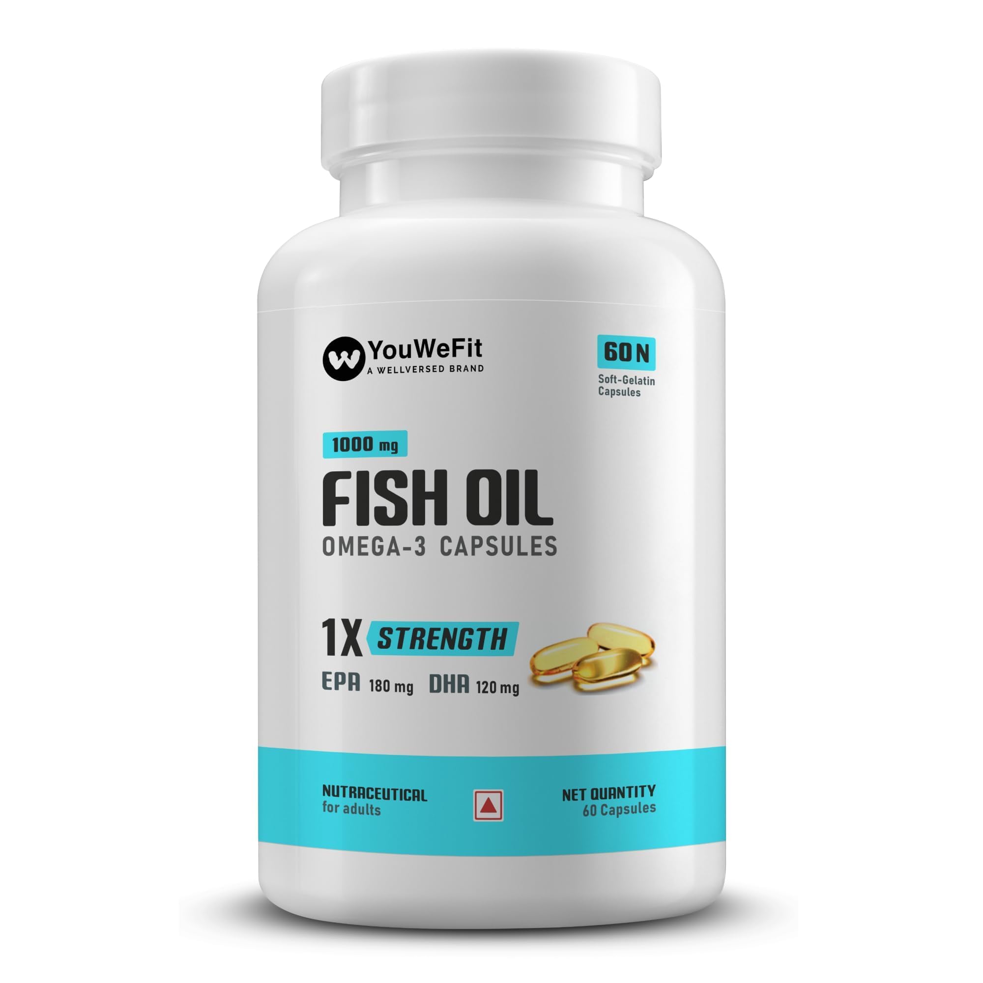 YouWeFit Omega-3 Fish Oil (60 Capsules) | 1000mg Daily Strength Fish Oil Capsules (180mg EPA & 120mg DHA) | No Fishy Burps | For Heart, Skin & Brain Health (B0DD3Z69LN) Amazon Price History, Amazon Price Tracker
