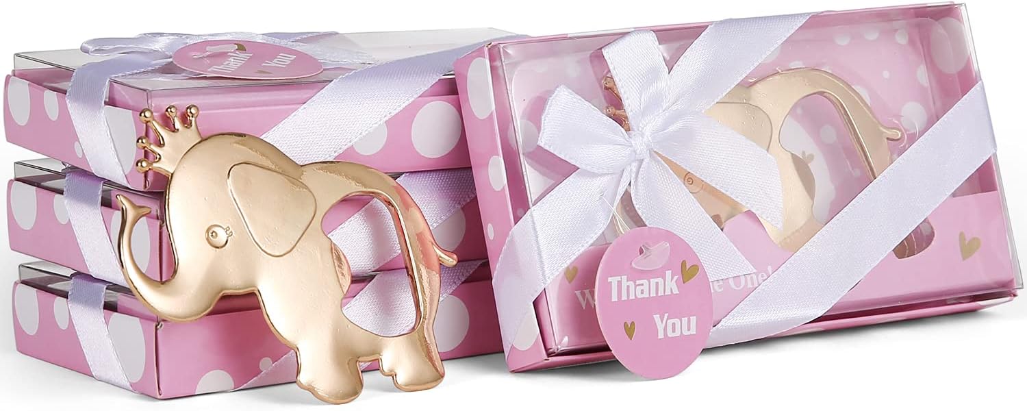 24 pcs Cute Elephant Theme Bottle Opener Boy/Girl Baby Shower Favors/Souvenirs for Guest,Elephant Baby Shower Decorations,Birthday,Gender Reveal Party Favor and Keepsake Supplies (24, Pink)