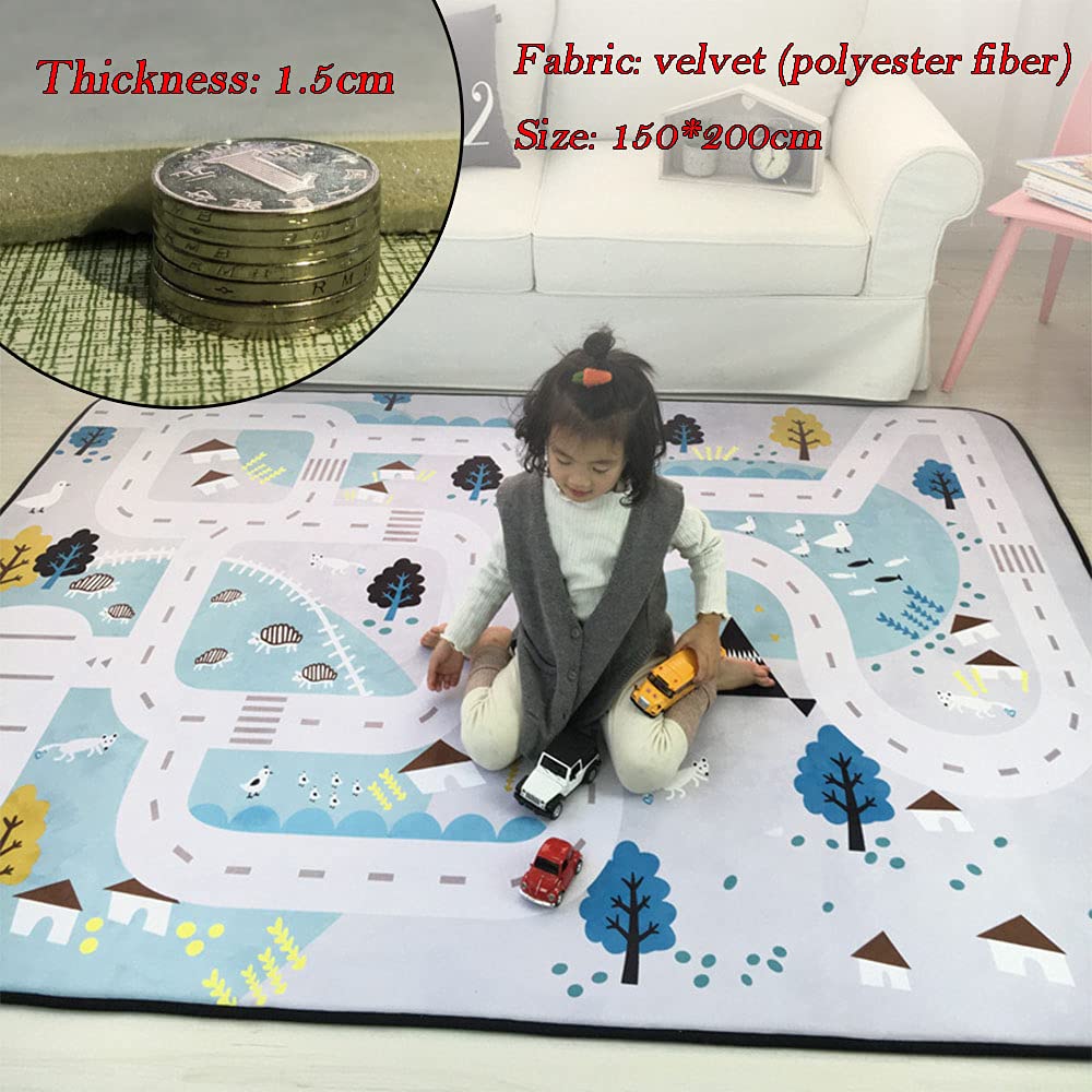 Hiseng Alfombrilla de Juego para Bebés, Estera de Arrastre para Bebé, Alfombra de Poliéster Gateo Infantil Lavable Antideslizante, Plegable Crawl Mat Niños Playmat (150x195cm,Mono)