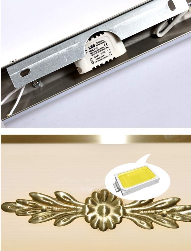 Lampe de miroir LED pour courtoisie - Lumière avant de miroir - LED - Rétro américain - Cuivre - Applique murale - Doré - 52 cm